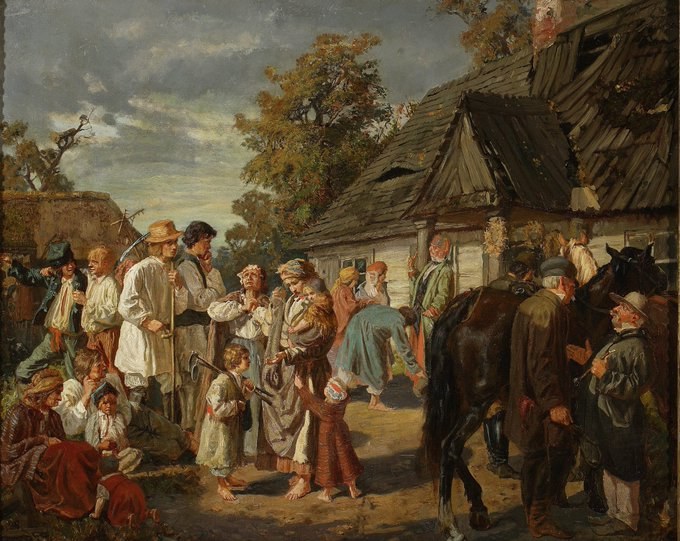 Wypłata robocizny / Sobota na folwarku, 1869